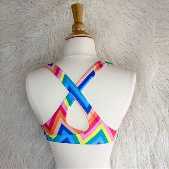 🚨4/$25 Aerie chevron rainbow pride swim bikini push up top 32B - Picture 2 of 2